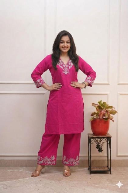 Janni cotton pink cord set manufacturers in delhi